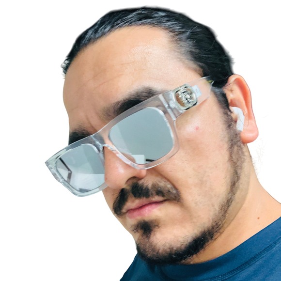 Sunglasses Clear Frame Silver Lens‎ Designer Fashion Men Street Wear Elegant New - Picture 1 of 2